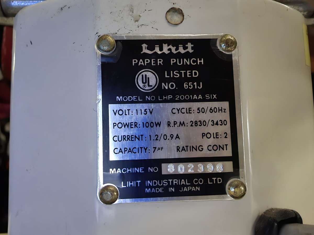 A Lihit Electrical paper Hole Puncher Model 2001AA