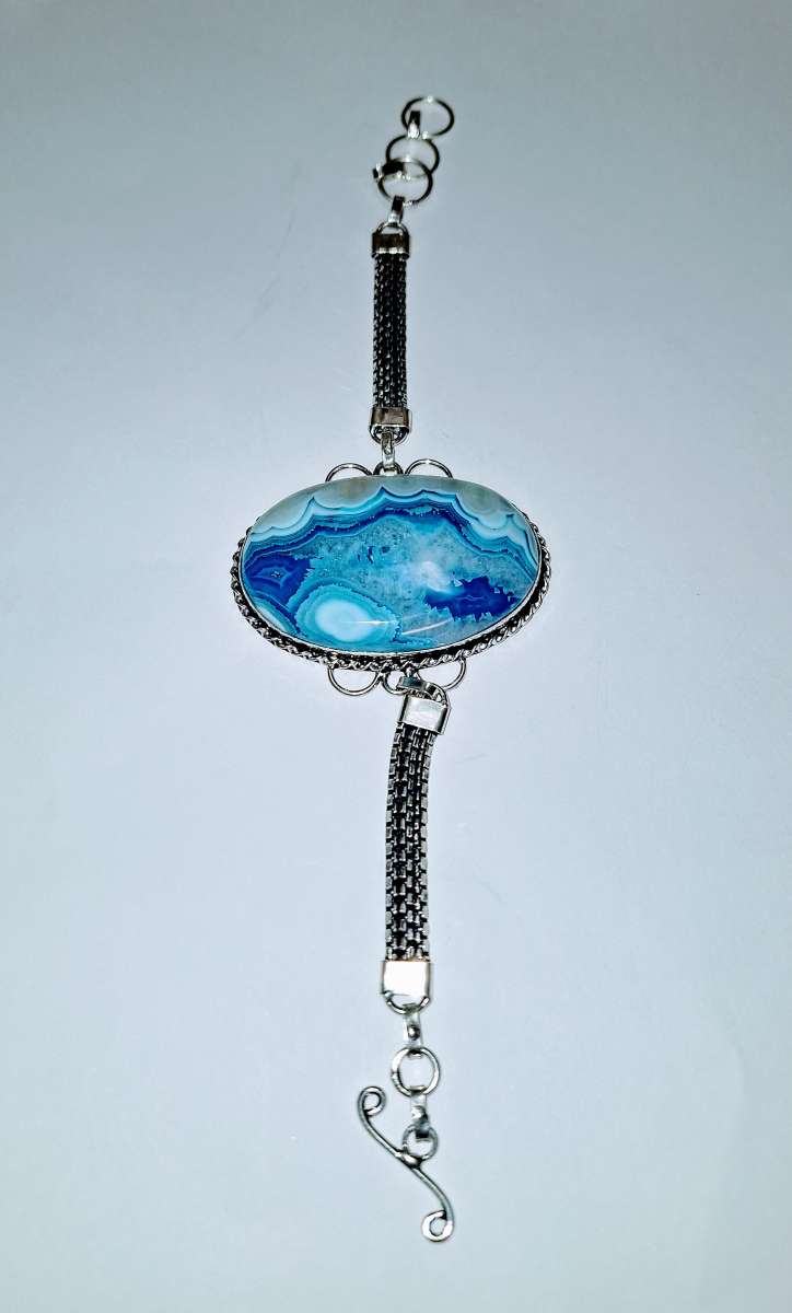 dragon veins agate bracelet 925 silver  New