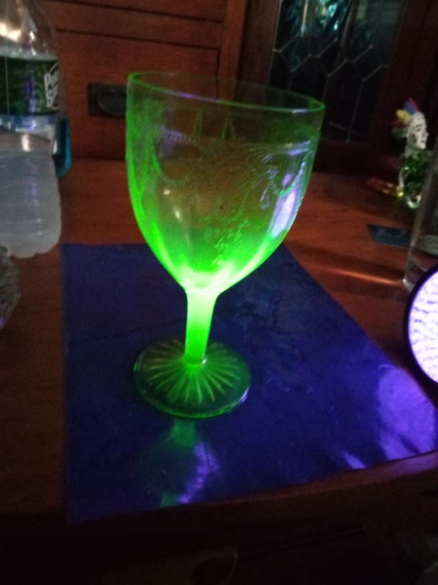 Uranium Glass CAMEO BALLERINA water or wine
