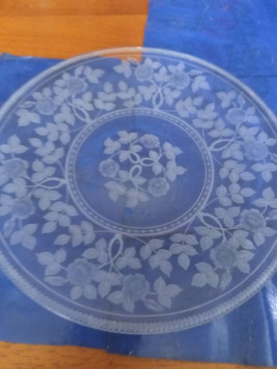 Victorian Flint glass Etched dinnerplate