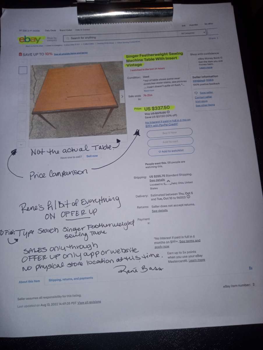 Singer Featherweight Sewing Table