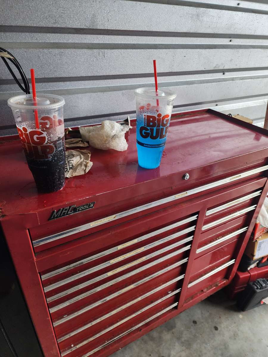 large top and bottom box full of tools