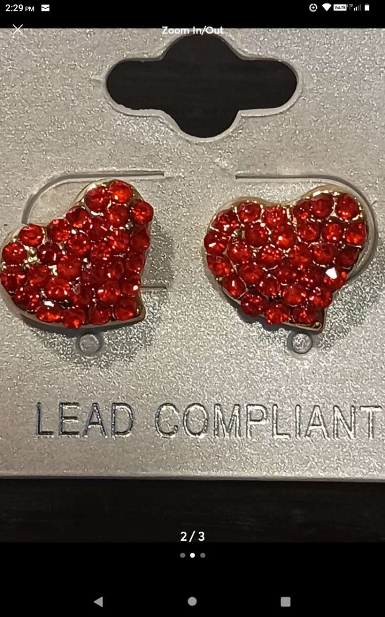 Double sided red heart sparkling earrings