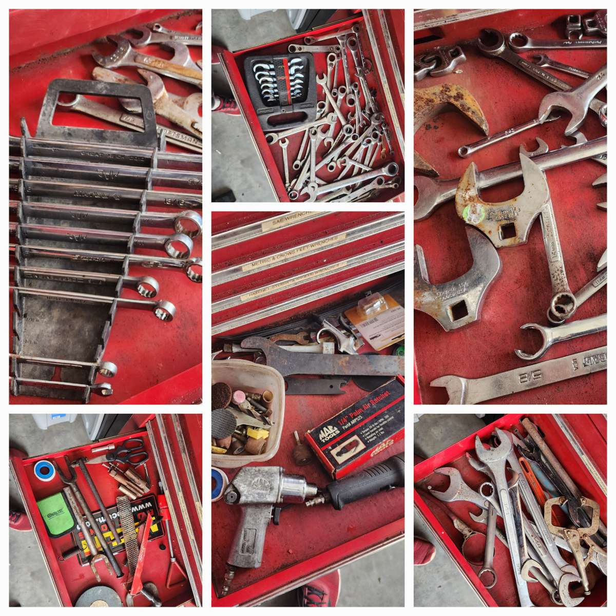 large top and bottom box full of tools