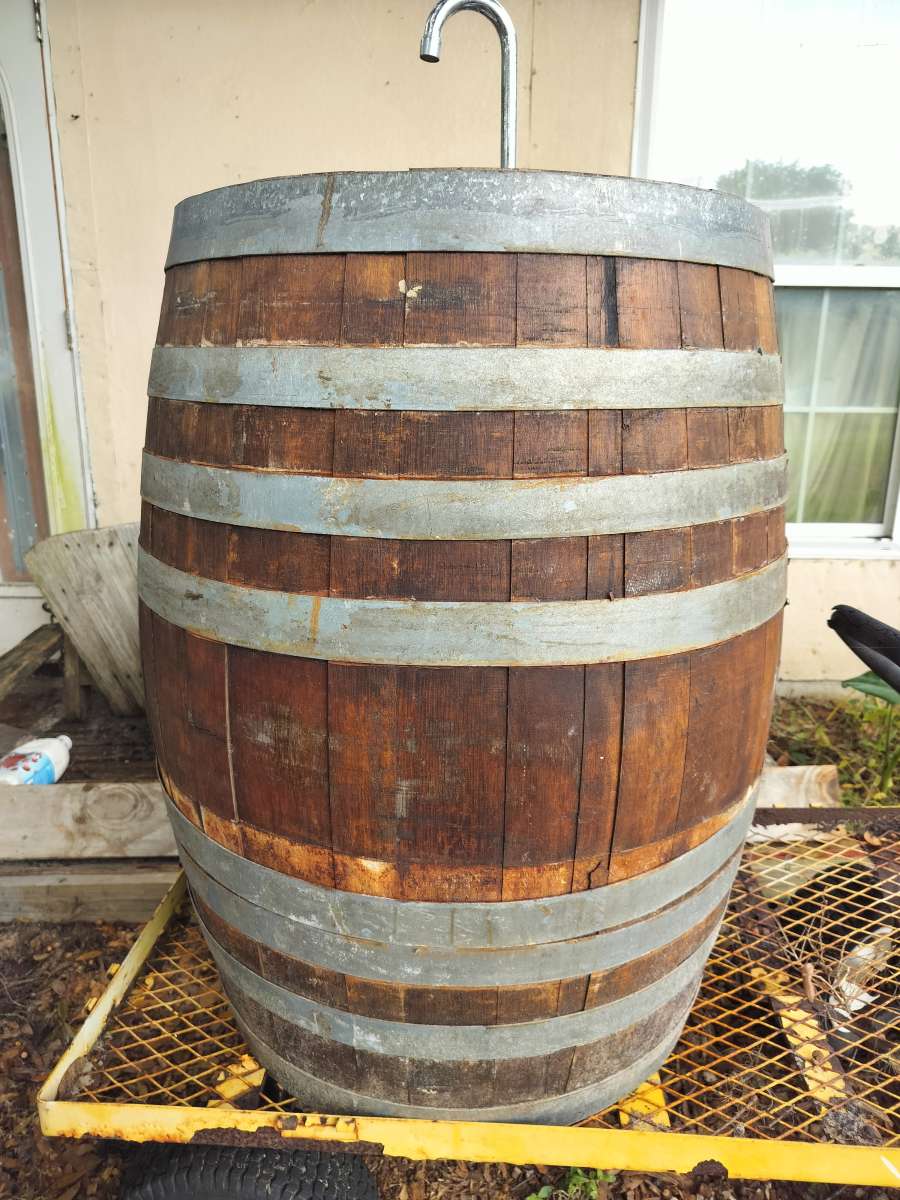 wooden barrel sink