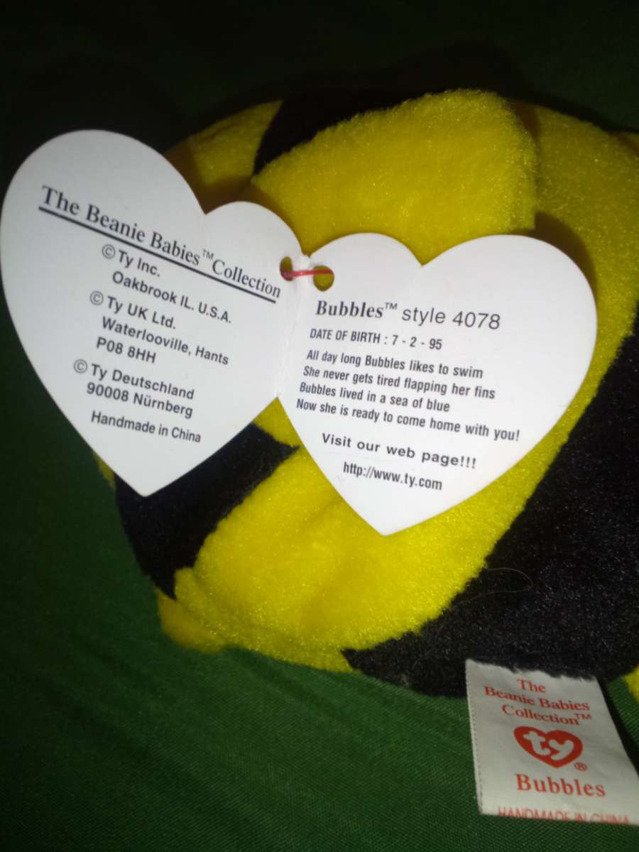 1995 Ty beanie babies bubbles mint selling collection