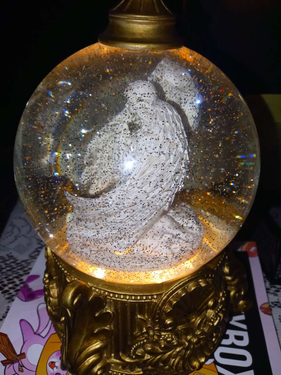 physical LED Angel glitter globe