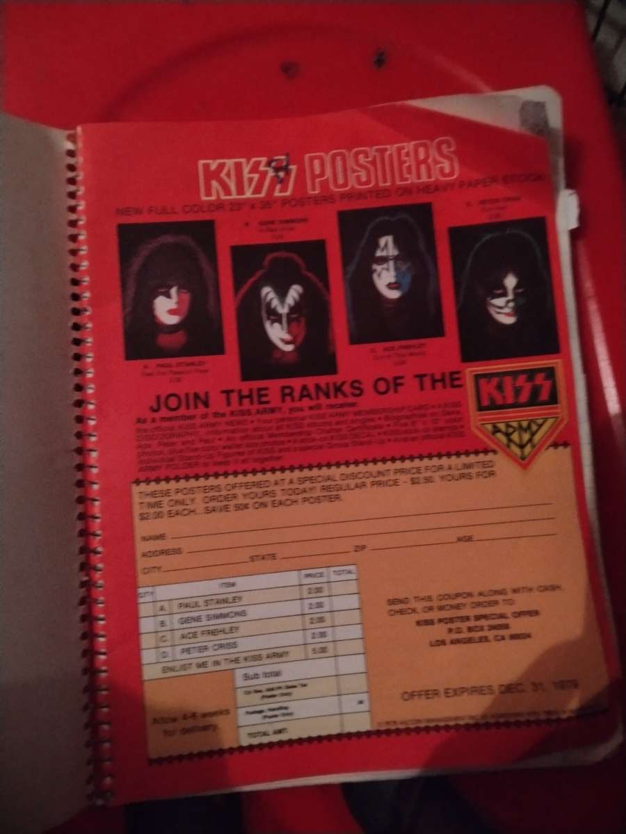 1978 Vintage KISS Notebook WRed form