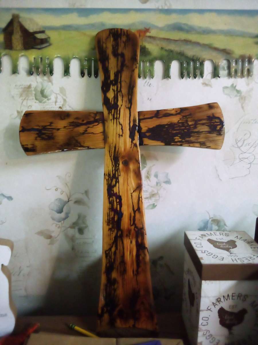 fractal burned hand made tables crosses signs