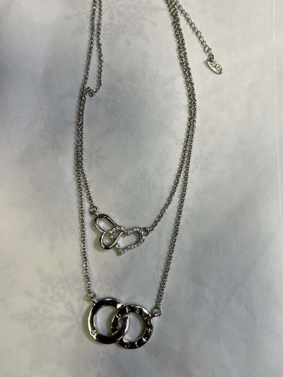 ROXI necklace Sterling Silver Plated Double Heart Two Layers