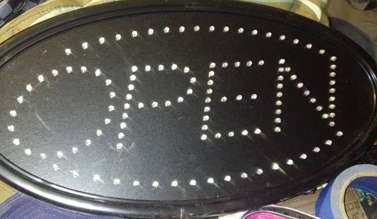 An OPEN sign