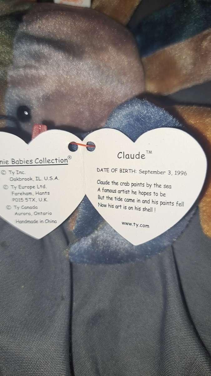 Ty Beanie Baby Claud The Crab RARE