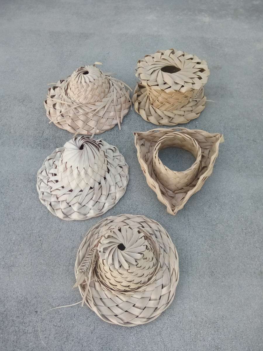 palm frond hats