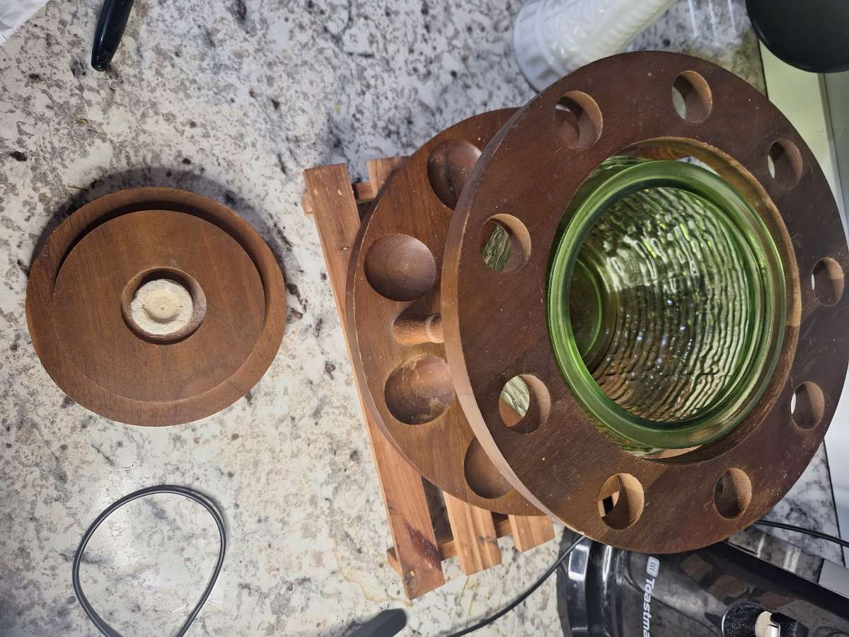 Vintage 1960s Fairfax Tobacco Humidor and Walnut Pipe Stand