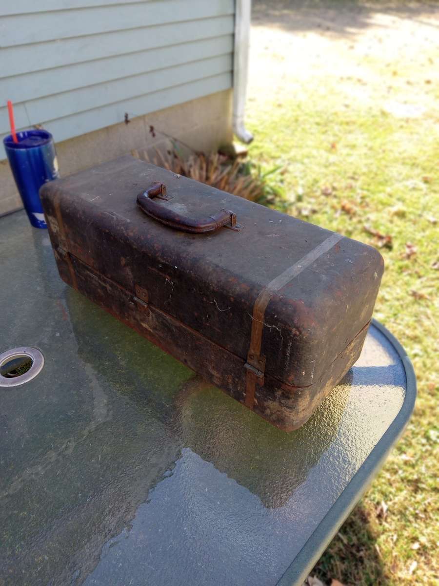 antique metal fishing tackle box