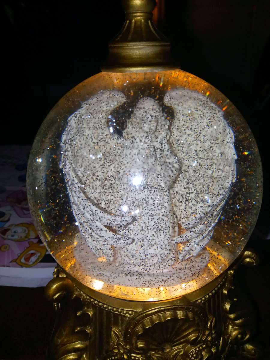 physical LED Angel glitter globe