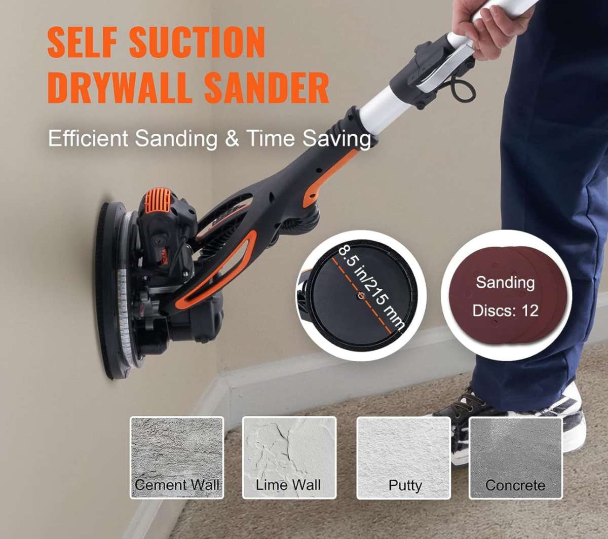 Drywall Sander 900W Electric Sander with 12 Sanding Discs Va