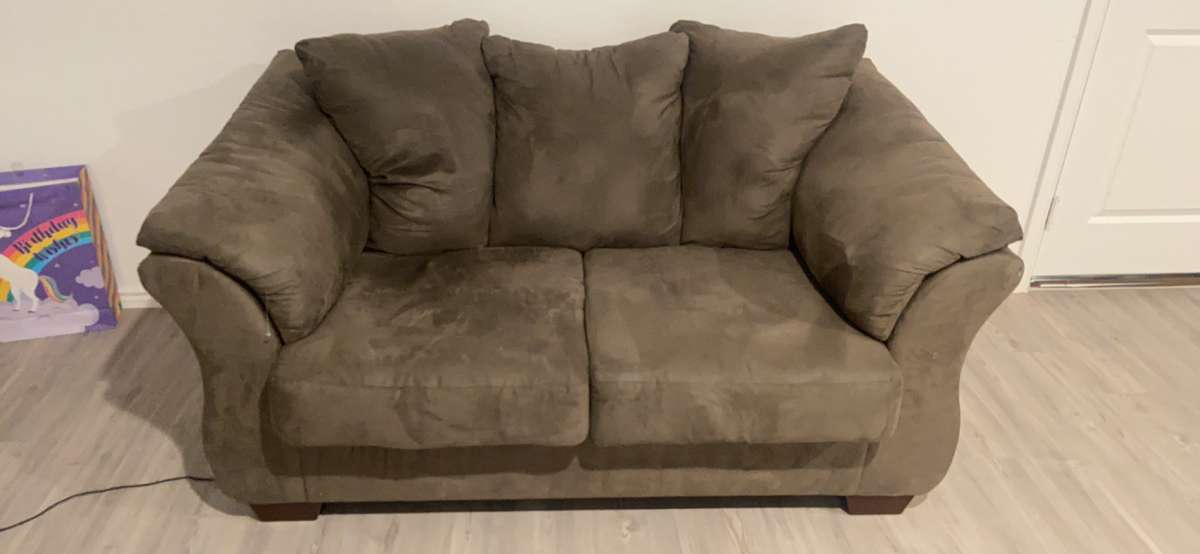 grey fabric loveseat