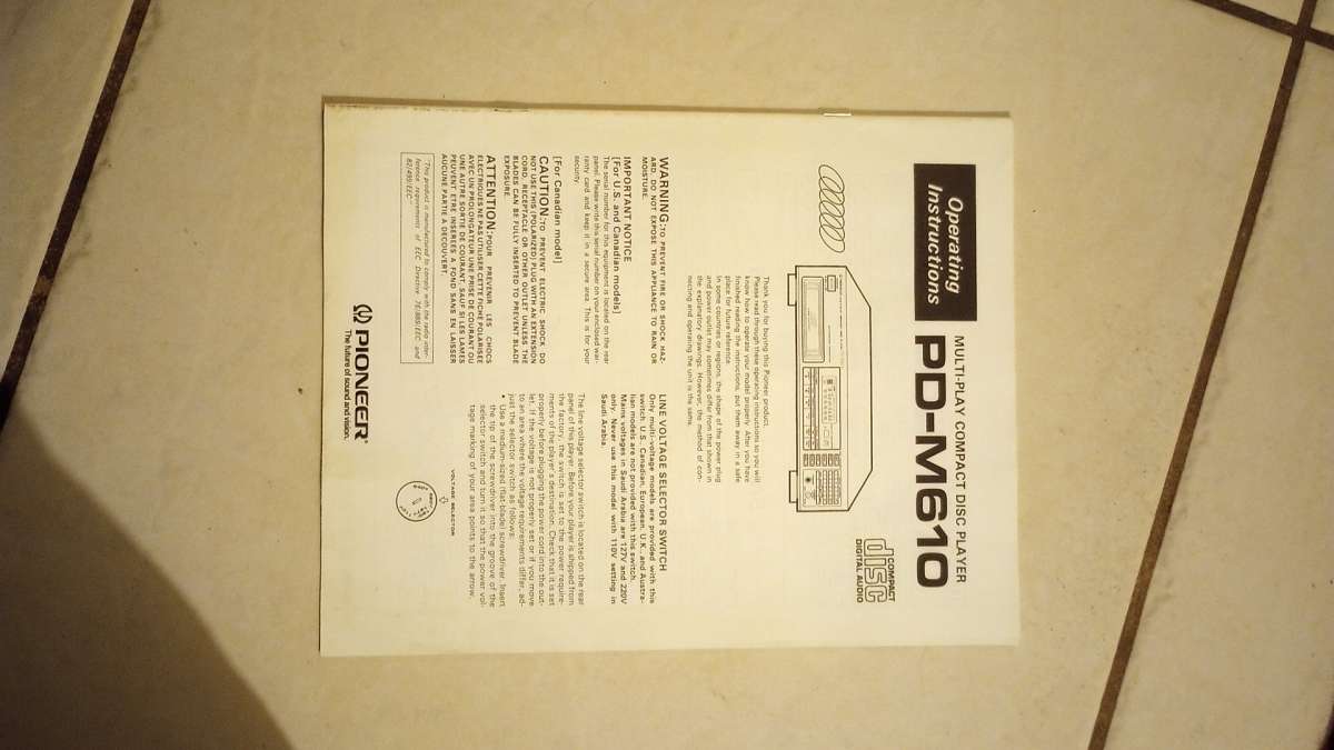 1989 Pioneer PDM610  Compact Disc Changer Vintage W Instruct