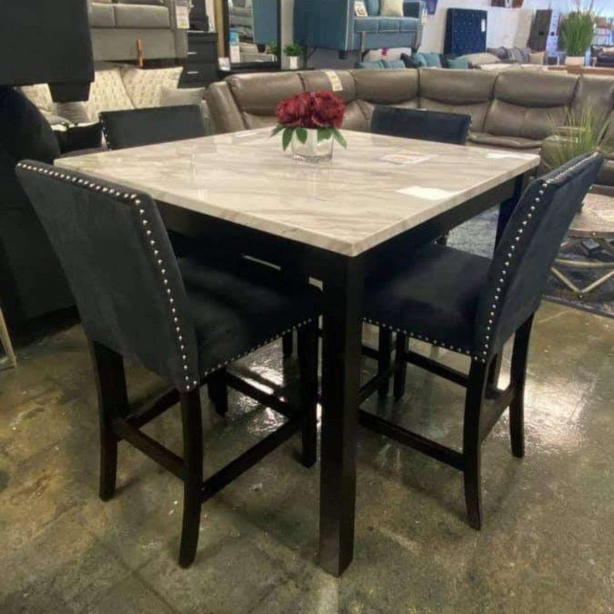 black white Velvet Counterheightset dining set