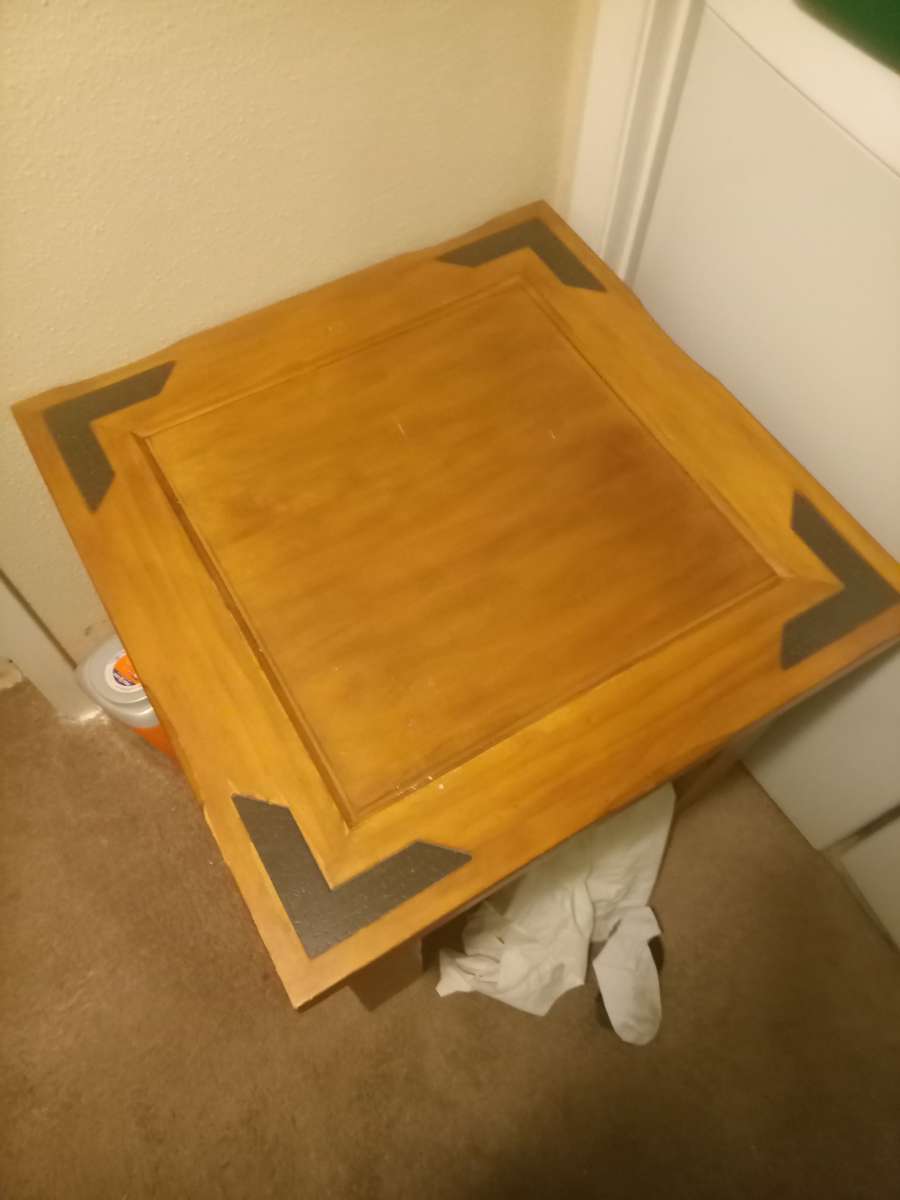 solid wood entertainment center with two end tables