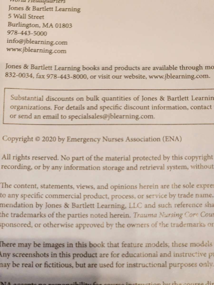 2020 Trauma Nursing Core Course