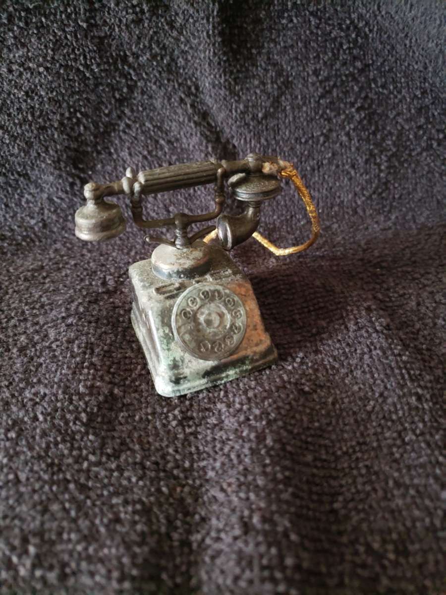 Vintage Miniature Cast Iron Telephone Pencil Sharpener
