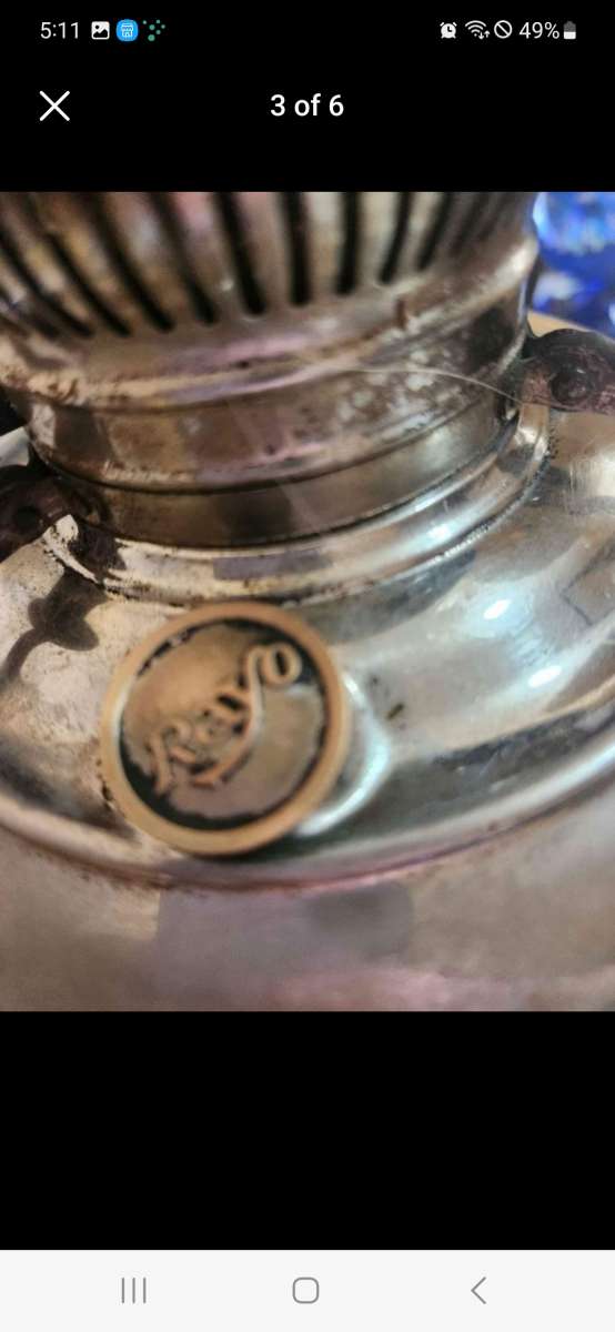 Silver Antique OIL LAMP 1895