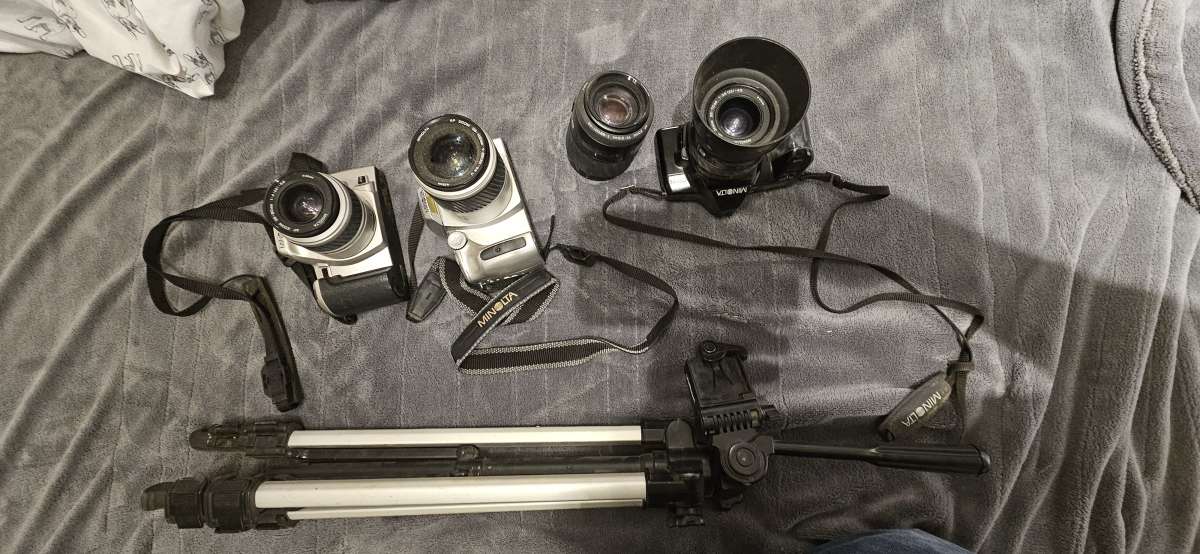 cameras and a tripod