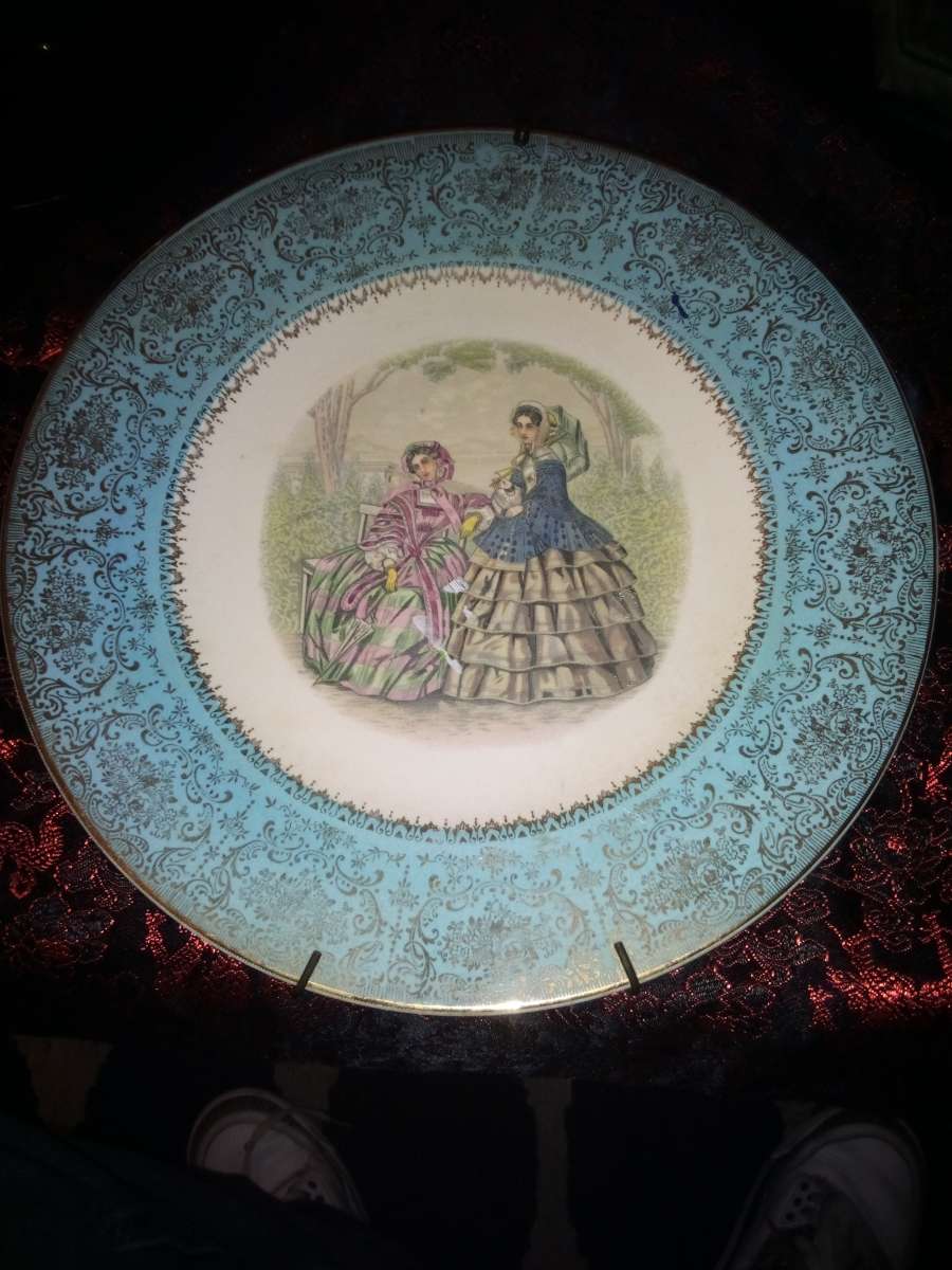 antique plate engraved with 23 karat gold