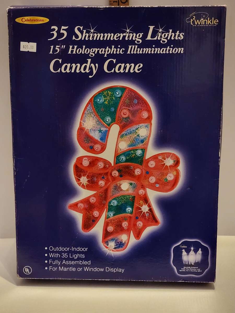 Celebrations Holographic Illumination Twinkling Candy Cane