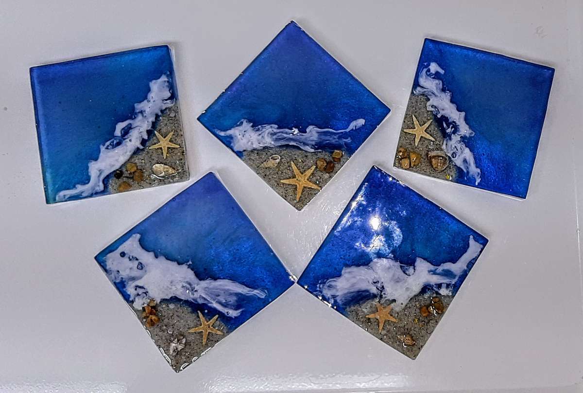 Set of Beach Scene Coasters