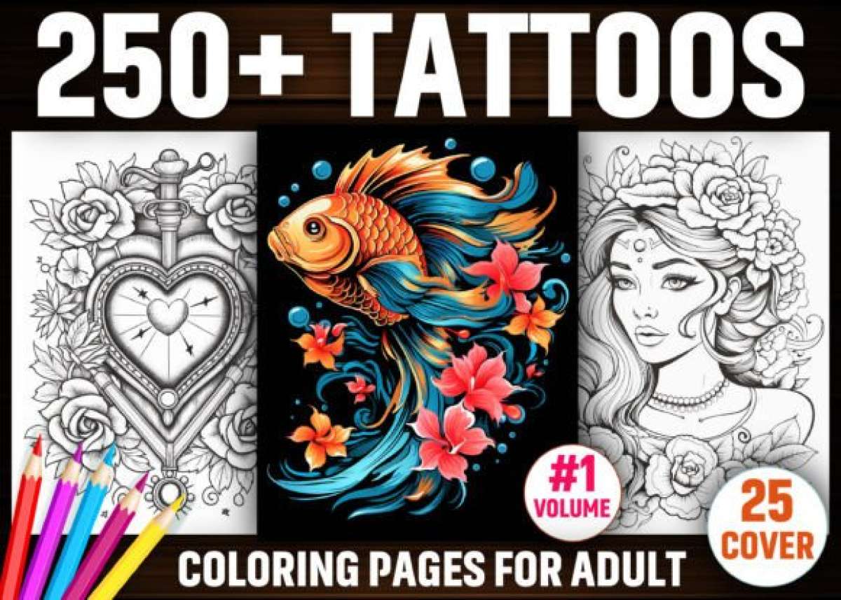 250 Tattoos Coloring Pages for Adults