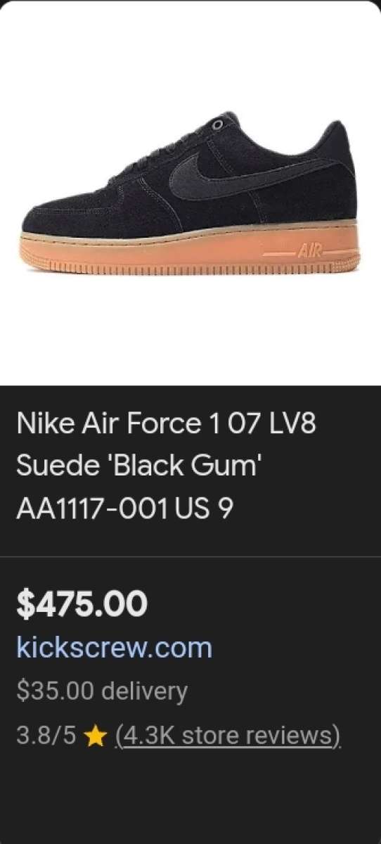 Nike Air Force 1 07 LV8 Suede Black Gum size 9