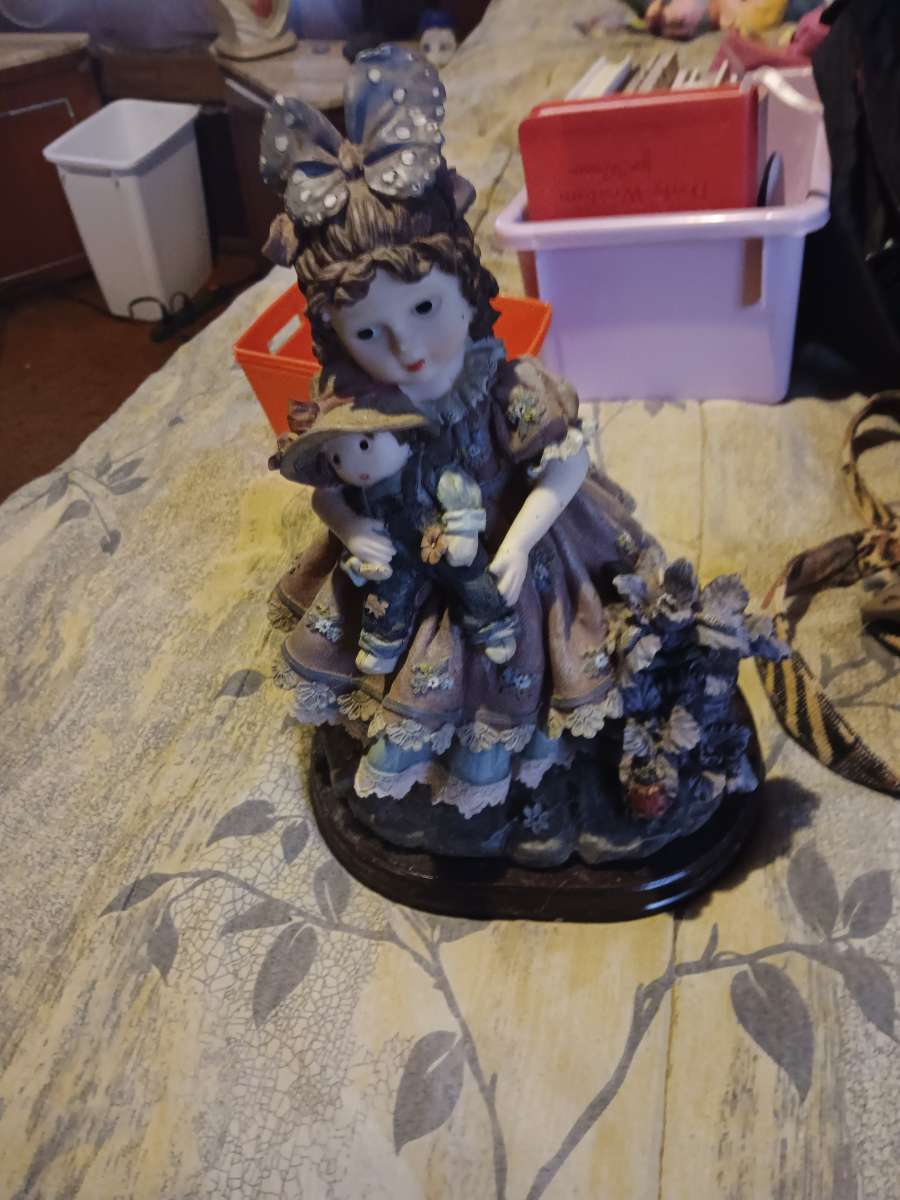 vintage Little girl with doll