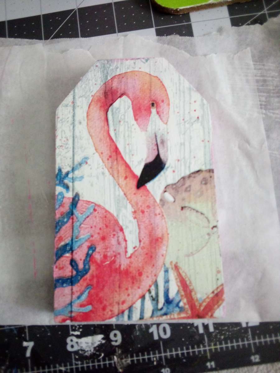 flamingo shelf sitter