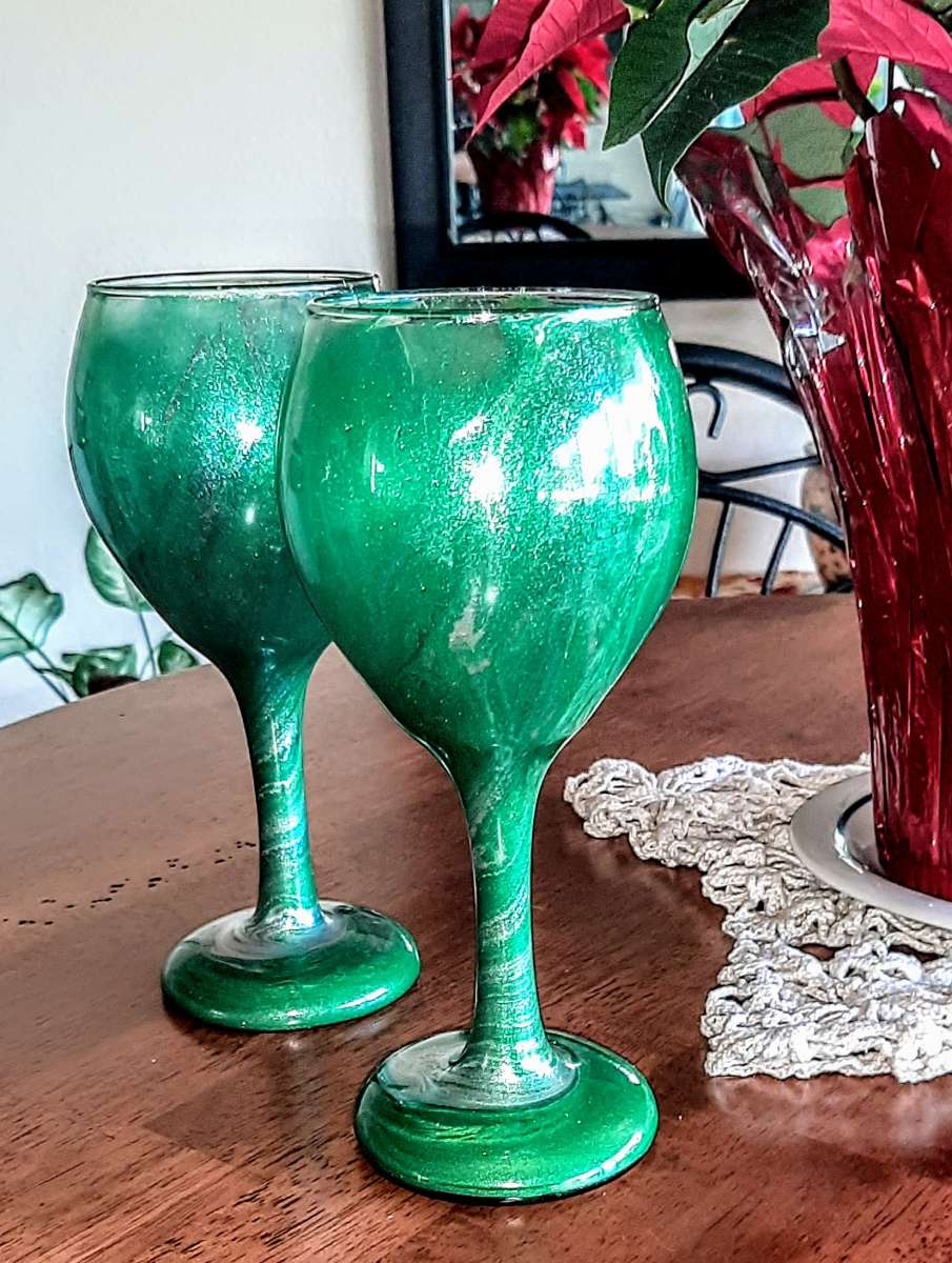 Wine Glasses Artistically Covered in Permanent Resin