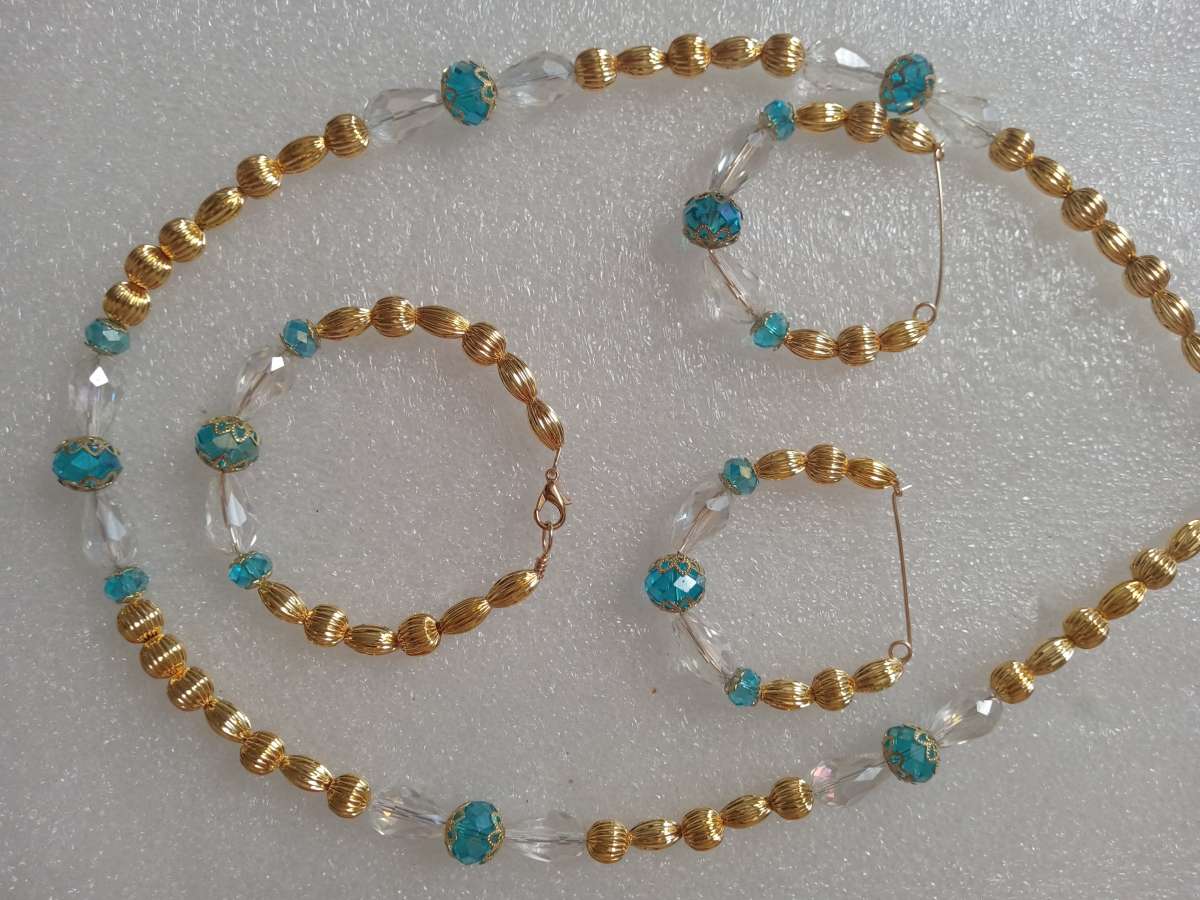 3PC Turquoise and Gold  is  Set