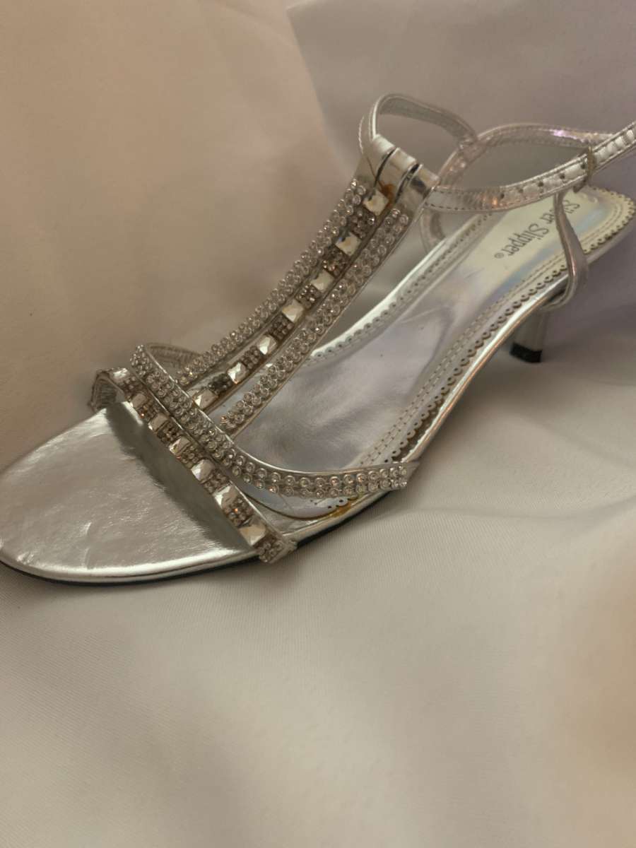 silver slipper heels