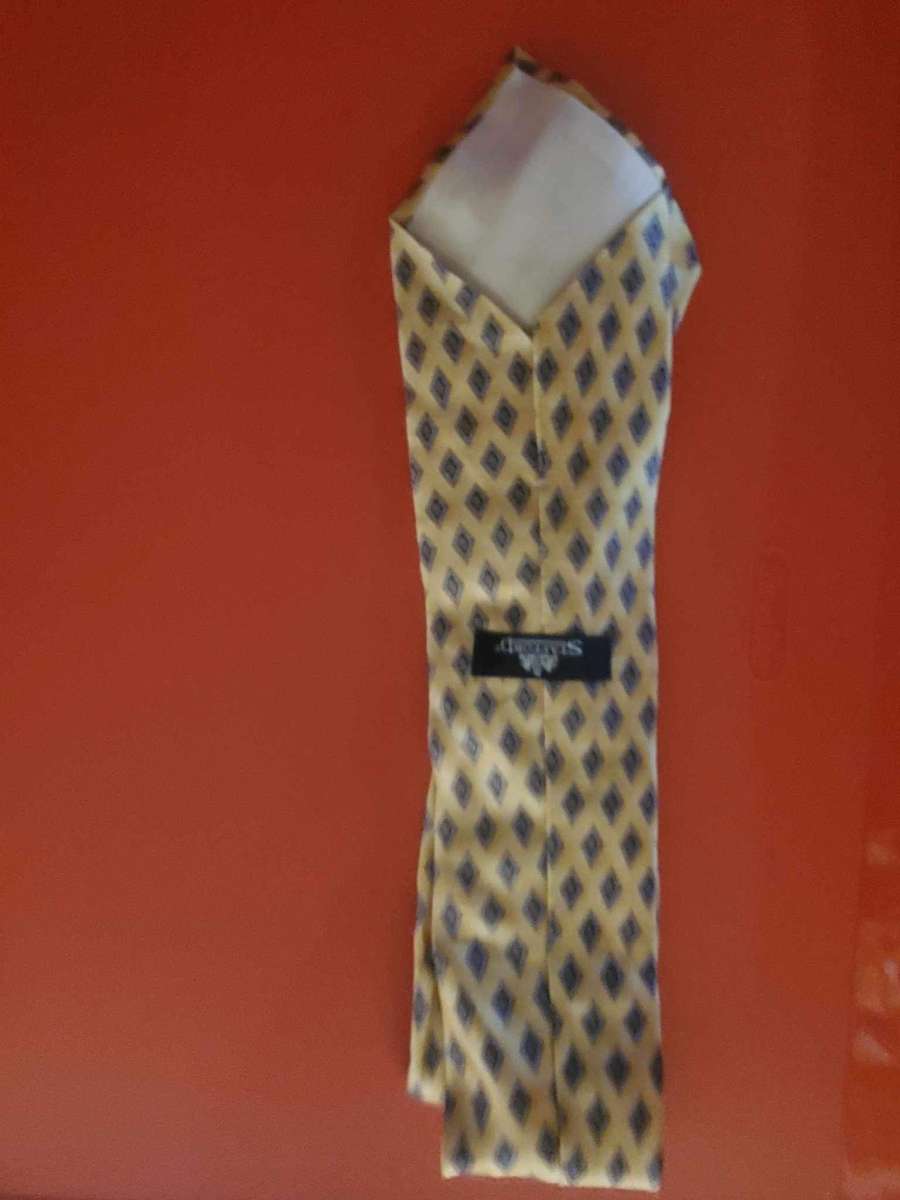 Stafford tie gold silver and blue design 54 inches long wide