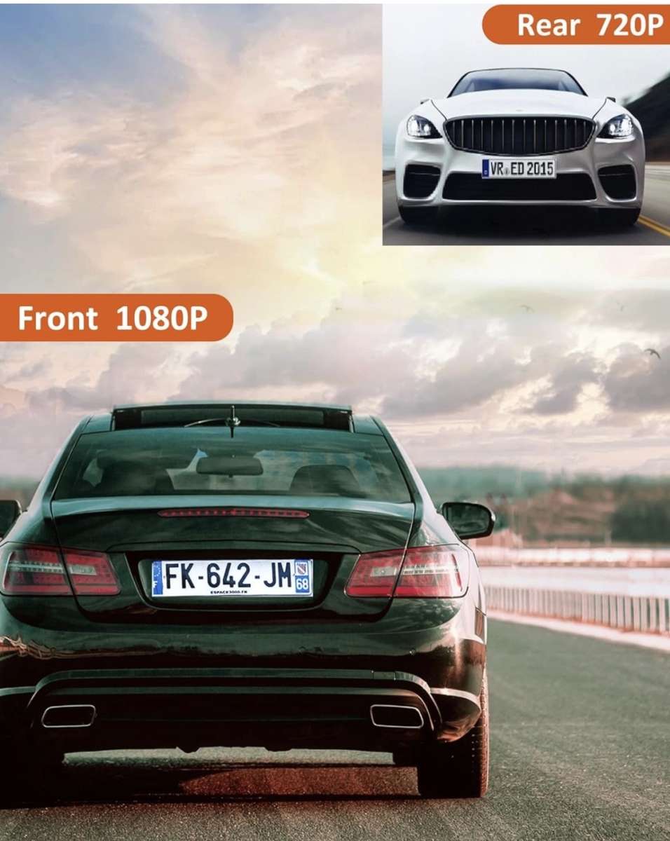 dash camera with front and rear camera accident lock