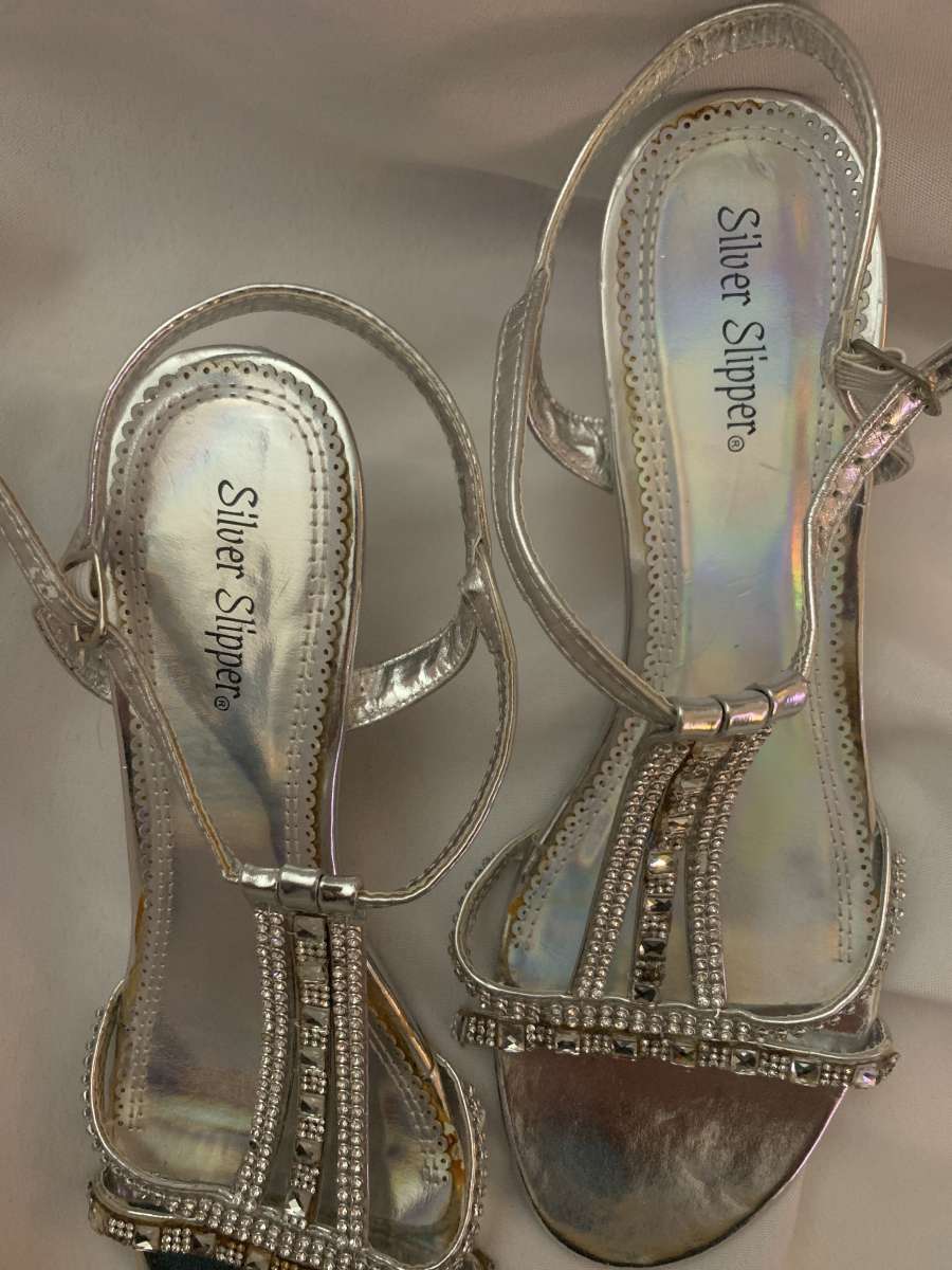 silver slipper heels