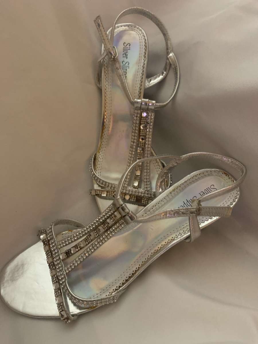 silver slipper heels