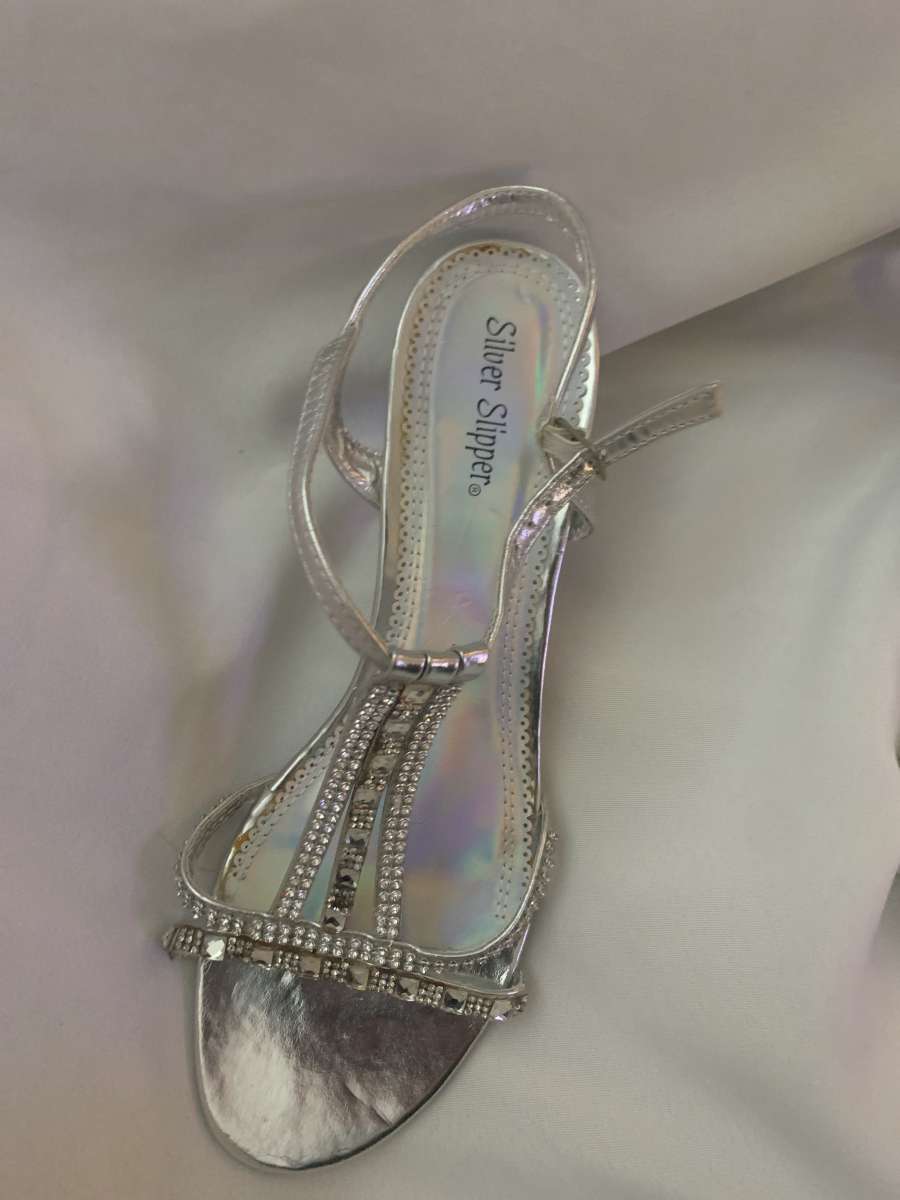 silver slipper heels
