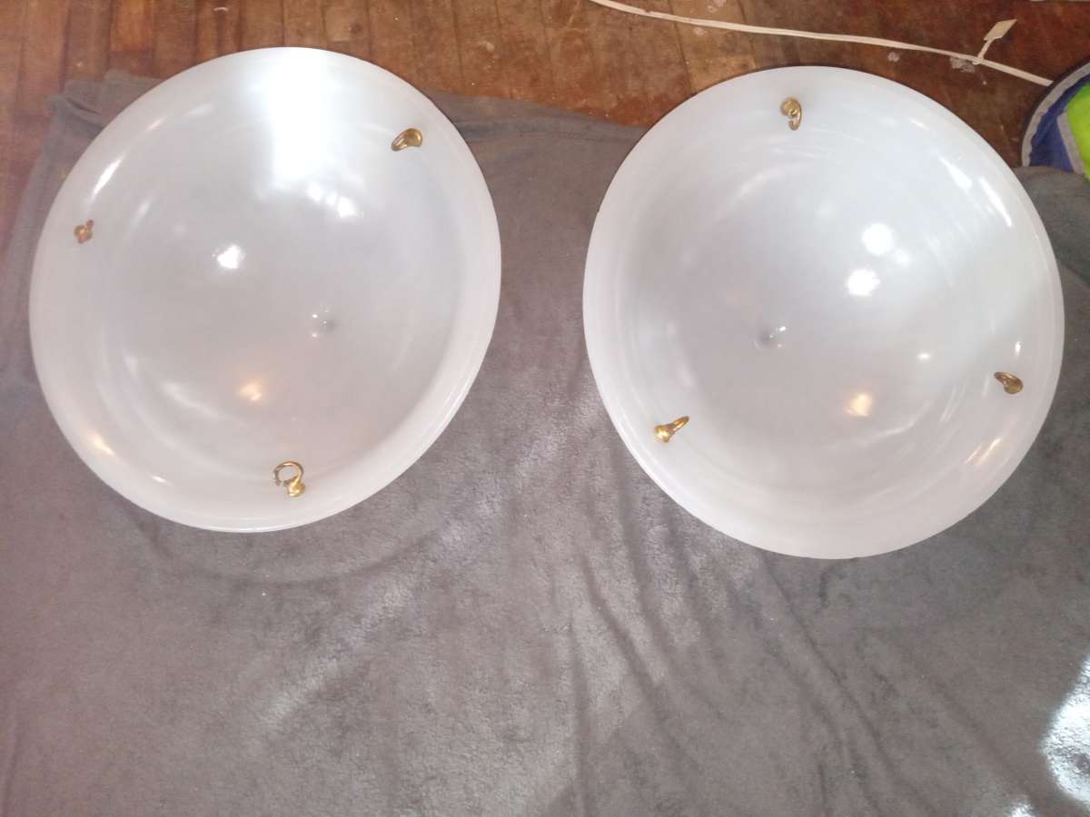 Antique fluted pendent bowl lights