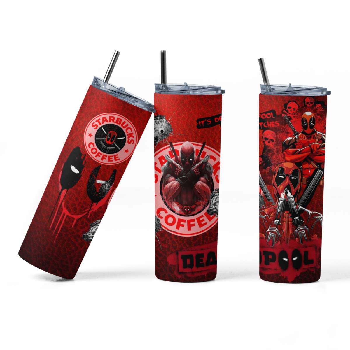 Deadpool Tumbler  20oz Skinny Tumbler  Marvel Sublimation