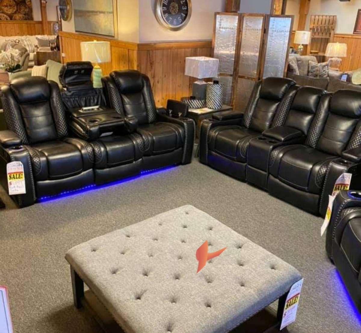 Black Power Reclining Living Room Set sofa loveseat