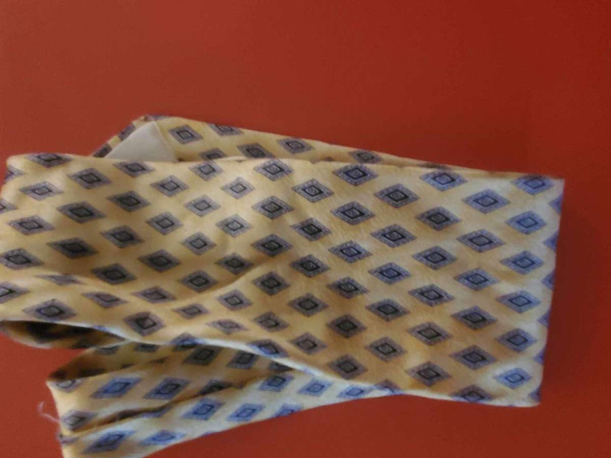 Stafford tie gold silver and blue design 54 inches long wide