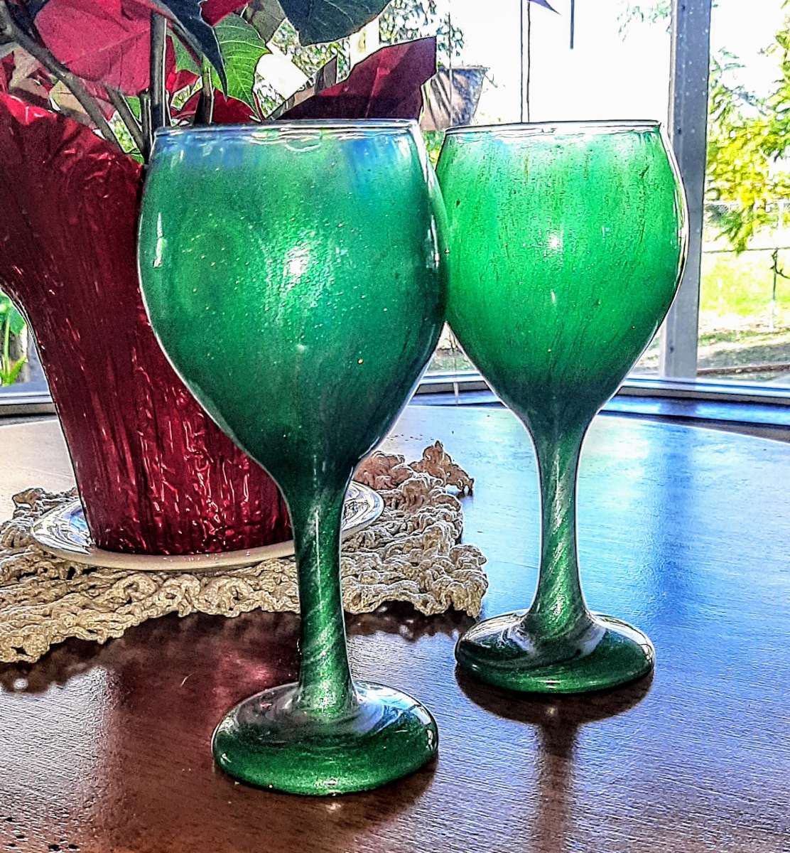 Wine Glasses Artistically Covered in Permanent Resin