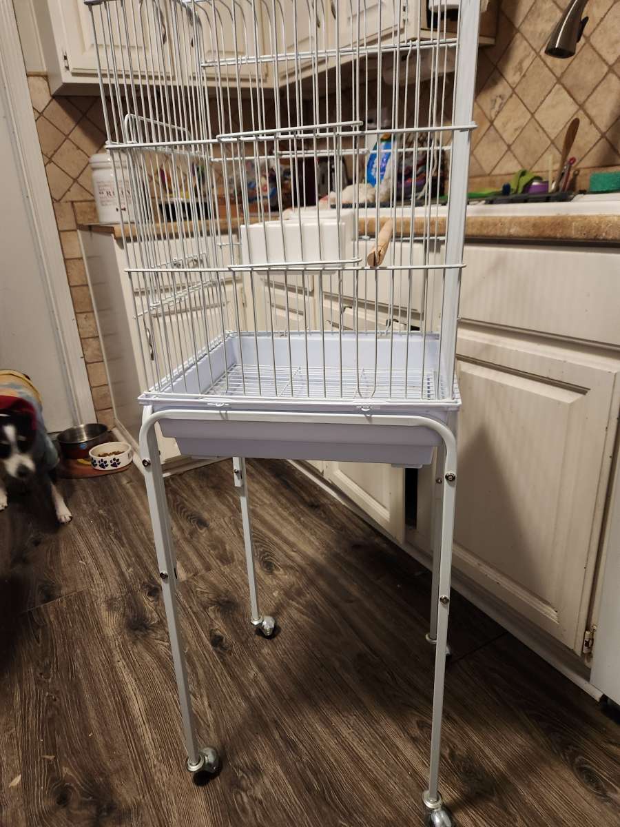 tall white wire birdcage